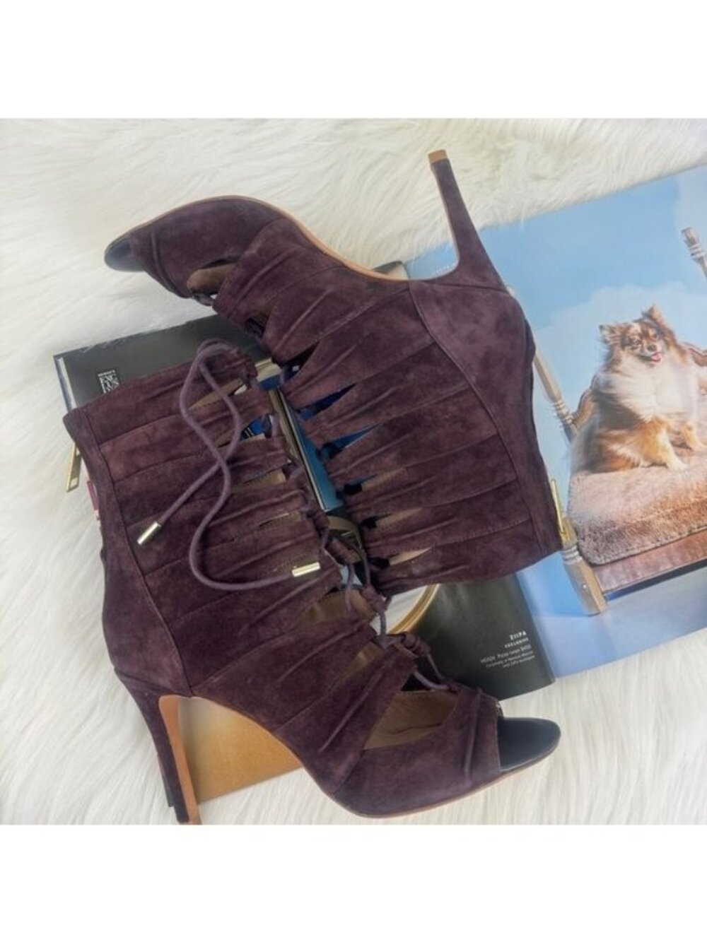 Joie Anja Open Toe Suede Lace Up Gladiator Bootie Sandals Shoes Sz EU 38 Brown